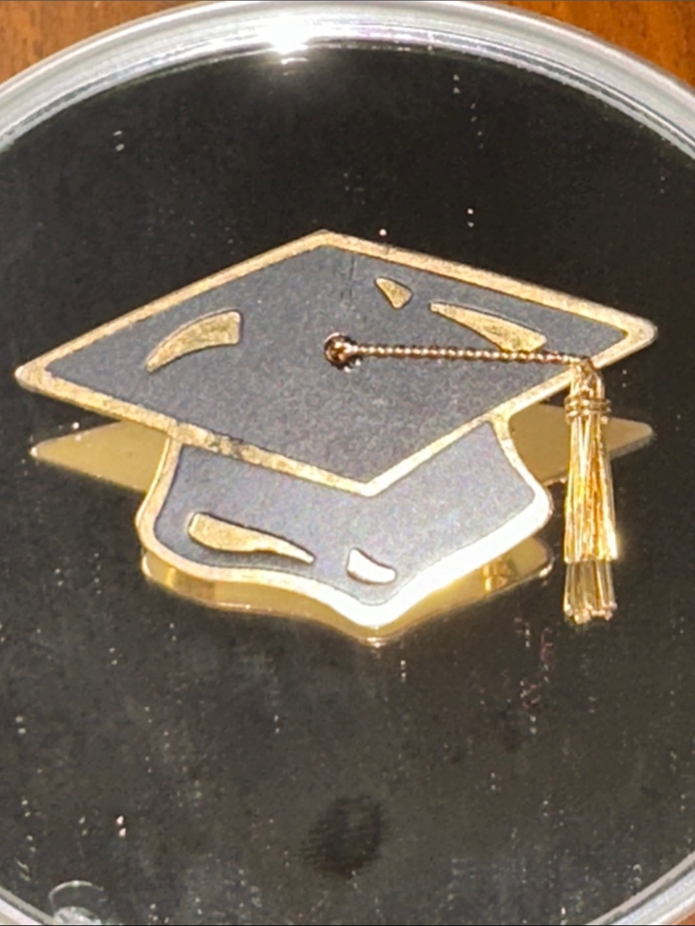 Gold and Black Graduation Cap Enamel Pin